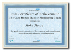 Stoke House's Certificate of Achievement